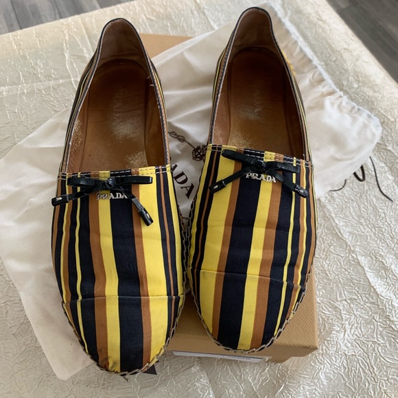 Prada espadrilles in black/brown/yellow stripes - Picture 3 of 6
